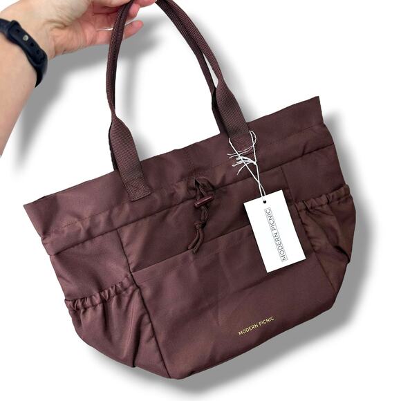 Modern Picnic NWT Dark Brown Insulated Polyester Lightweight Chic Tote Lunch Bag - Picture 6 of 13
